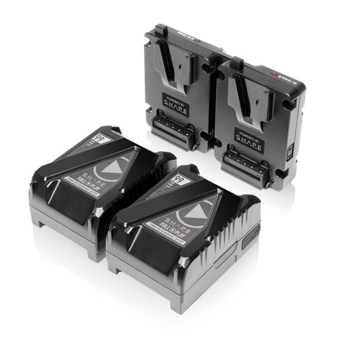 2X Mini V-mount 99Wh Batteries + Dual V-Mount Hot Swap Plate 01_SHAPE_Full_Play_Mini_Batteries_99_Wh_with_Dual_V-Mount_Hot_Swap_Mini_Battery_Plate