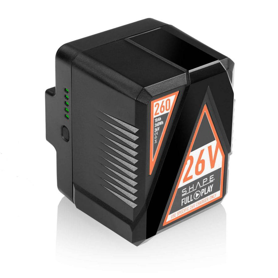FULL PLAY 26 V 260 WH rechargeable lithium-ion Gold-mount battery for light and cine camera 01_SHAPE_Full_Play_Rechargeable_Battery_260_Wh_Gold_Mount