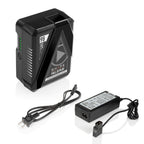 One FULL PLAY14.8 V 98 WH rechargeable lithium-ion V-mount battery with FULL PLAY portable d-tap travel battery charger 01_SHAPE_Full_Play_Rechargeable_Battery_98_Wh_V-Mount_with_SHAPE_Full_Play_Portable_D-Tap_Battery_Charger