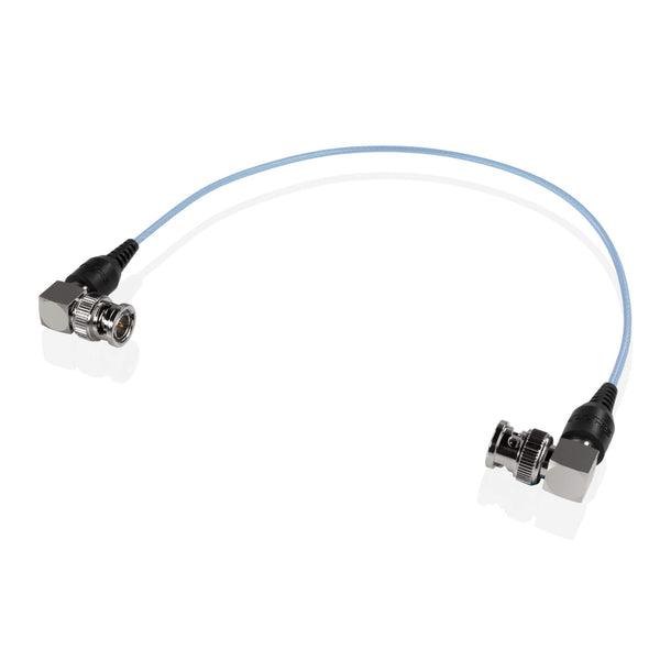 Skinny 90-degree BNC cable 12 inches blue