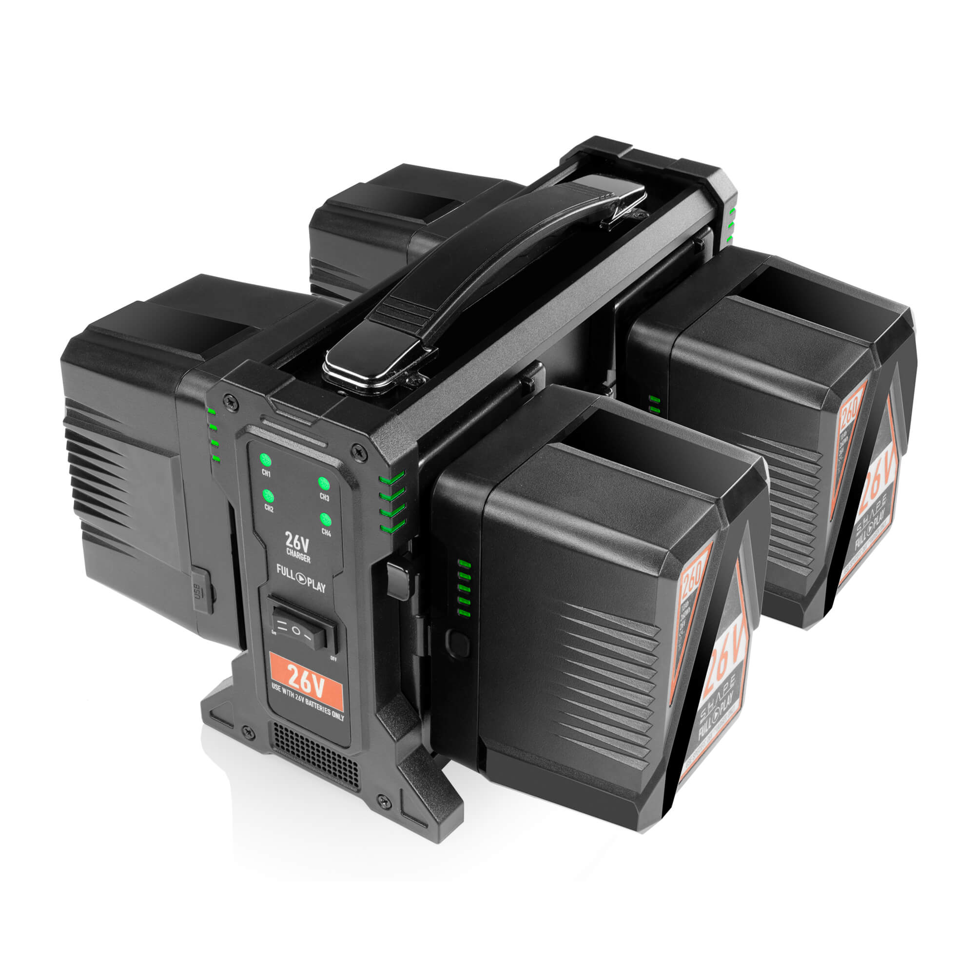 FULL PLAY intelligent 4-channel V-mount lithium-ion charger for battery 26 V 02_SHAPE_FULL_PLAY_intelligent_4-channel_V-mount_lithium-ion_charger_for_battery_26_V