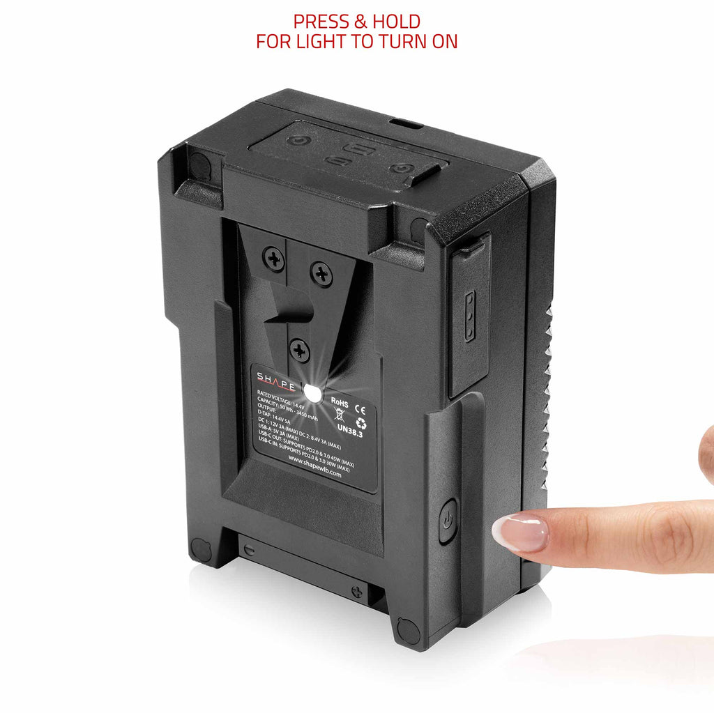 Mini 50 Wh V-Mount battery USB-C Input/Output 02_SHAPE_Mini_50Wh_V-Mount_battery_USB-C_Input_Output