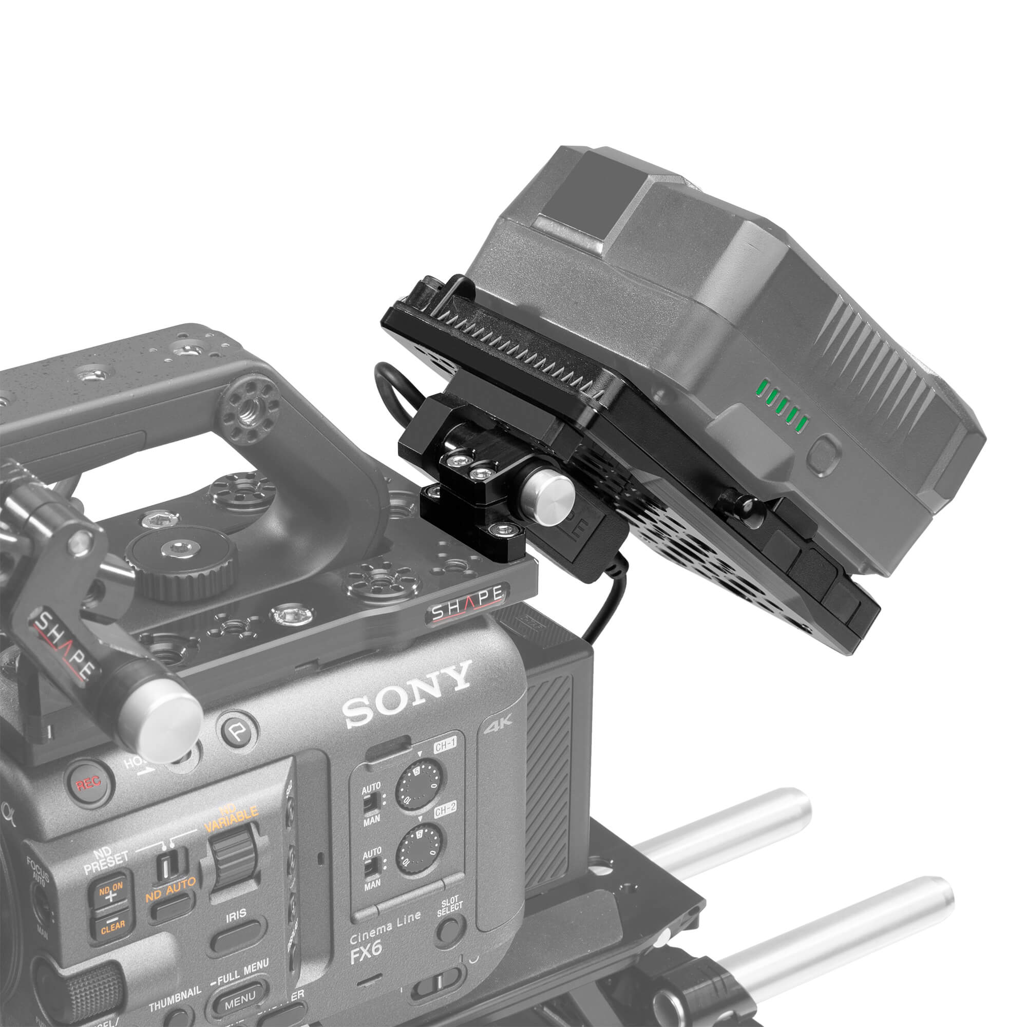 Sony FX6 V-Mount pivoting battery plate 02_SHAPE_Sony_FX6_Pivoting_V-Mount_Battery_Plate