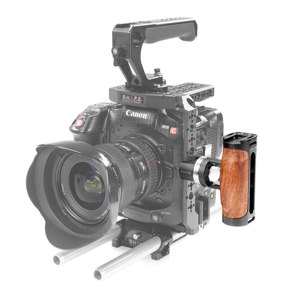 Universal Pivoting Side Wooden Handgrip NATO Clamp with ARRI Rosette 02_SHAPE_Universal_Wooden_Pivoting_Side_Handgrip_NATO_Clamp_with_ARRI_Rosette