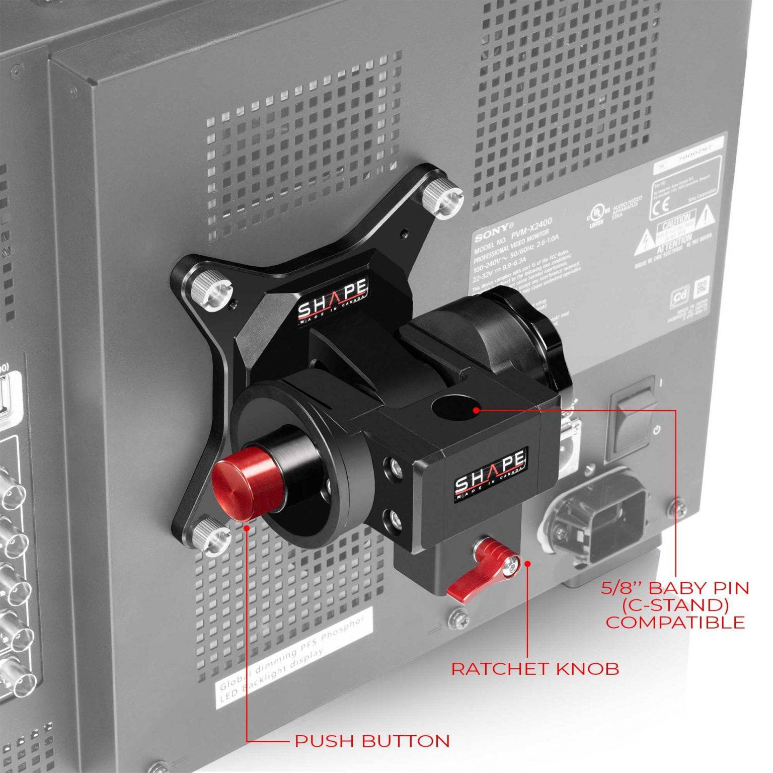 Push Button Vesa Monitor Mount For C-Stand and Baby Pin 03_SHAPE_Monitor_Support_Mount_Vesa_with_Push_Button