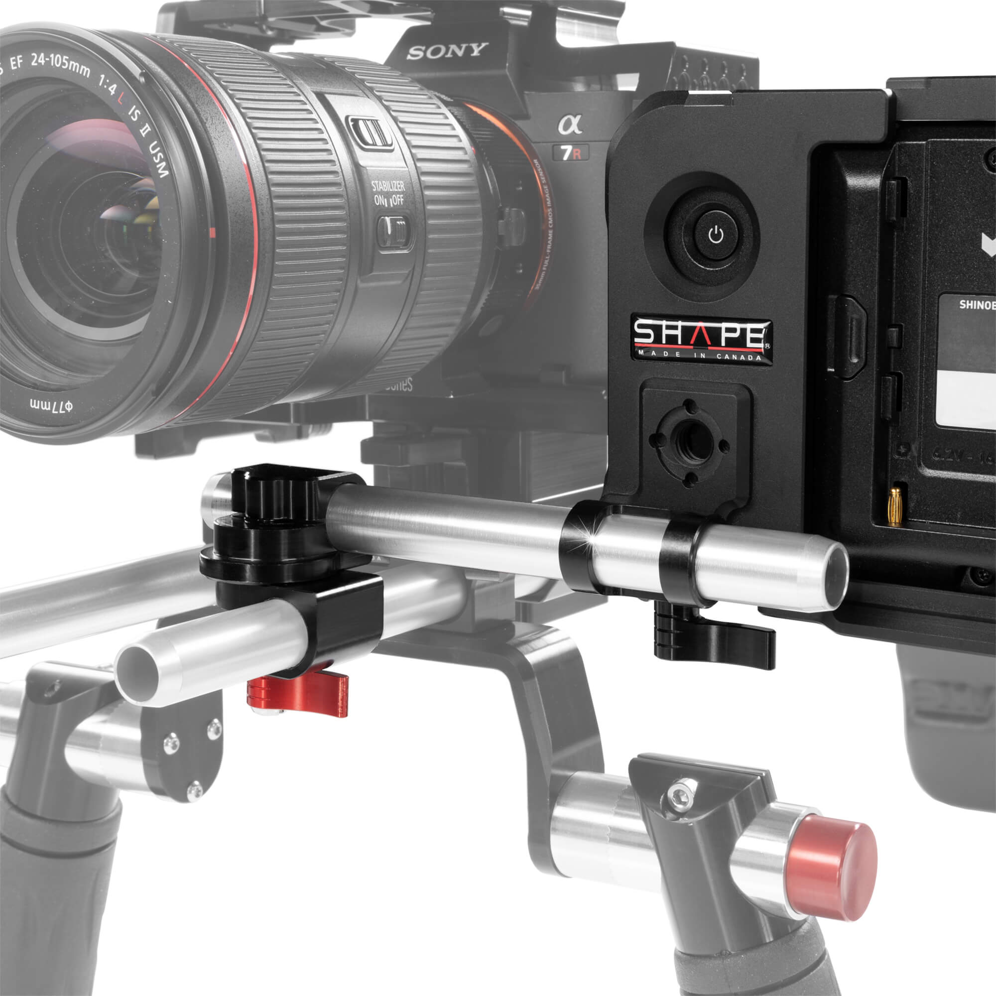Atomos Shinobi monitor with 15 mm LWS swivel rod clamp 04_SHAPE_Monitor_Cage_with_Swivel_Rod_Clamp_for_Atomos_Shinobi