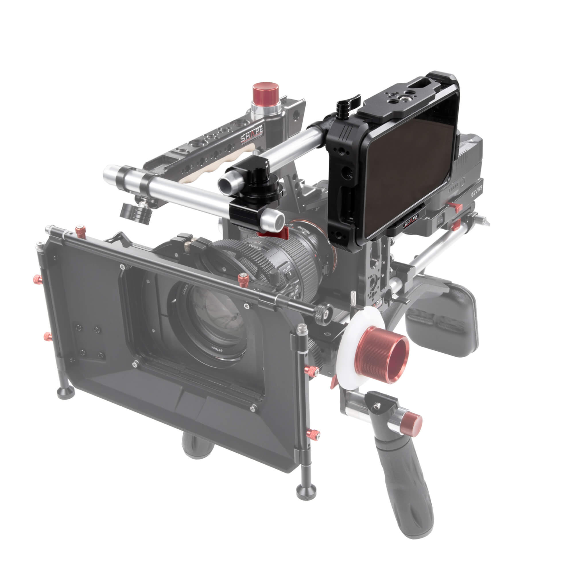 Atomos Shinobi monitor with 15 mm LWS swivel rod clamp 08_SHAPE_Monitor_Cage_with_Swivel_Rod_Clamp_for_Atomos_Shinobi