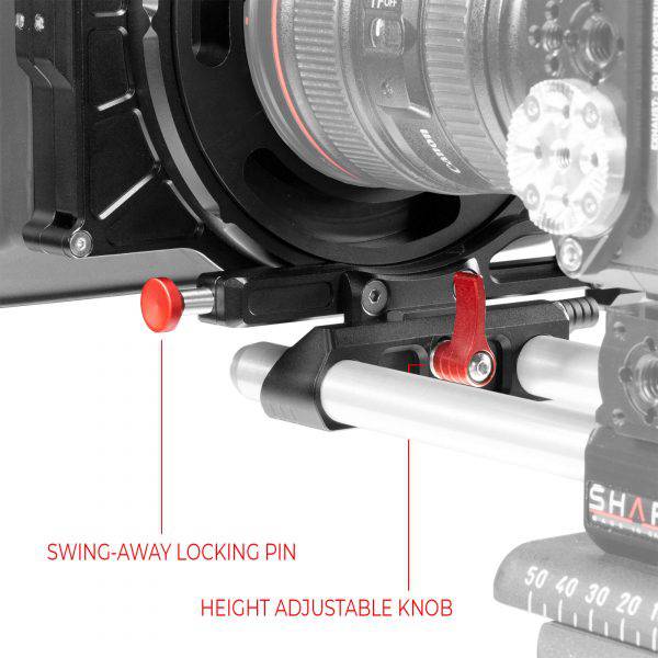 Compact Universal shoulder baseplate (BP20) with follow focus, HAND15 shadow and matte box kit 14_SHAPE_Compact_Universal_Shoulder_Baseplate_Kit