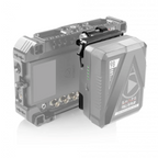 V-mount pivoting battery plate for monitor cage