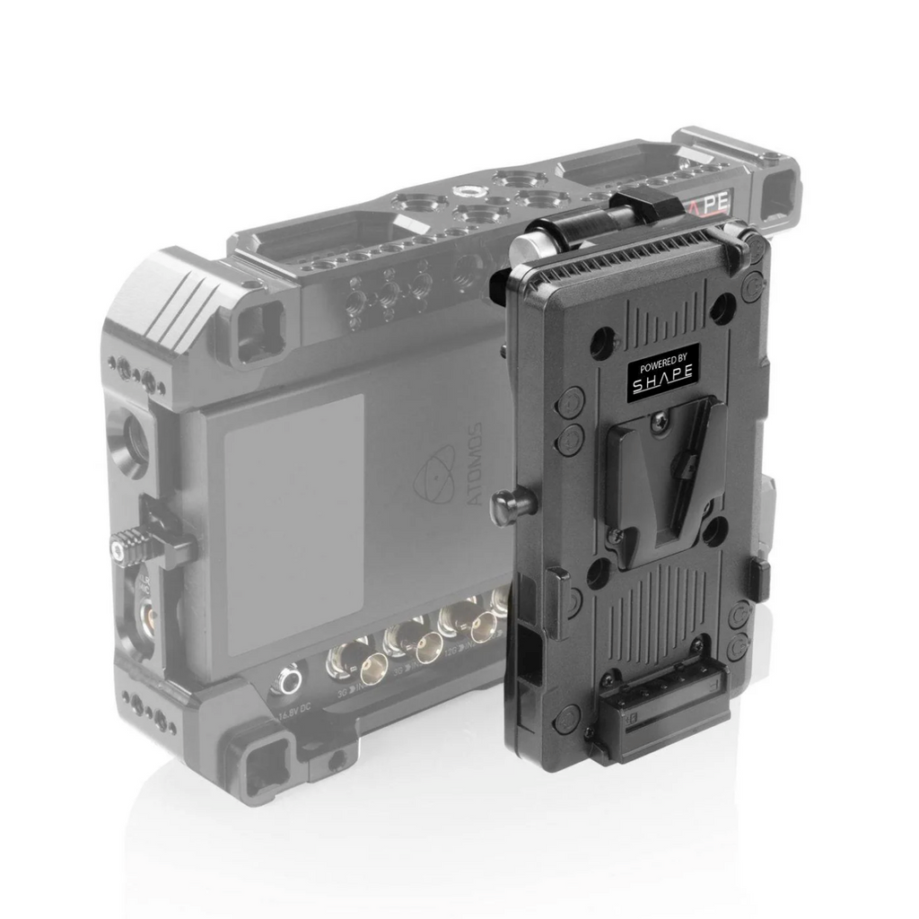 V-mount pivoting battery plate for monitor cage